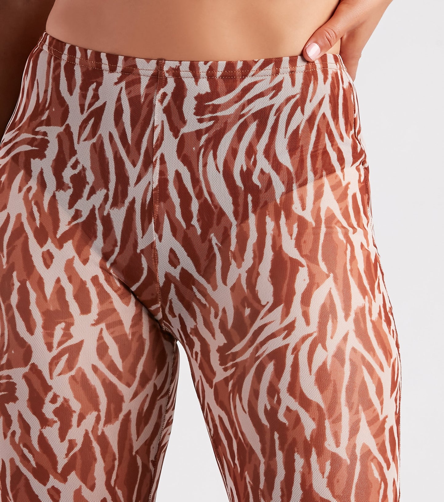 Quick Instinct Zebra Print Mesh Flare Pants