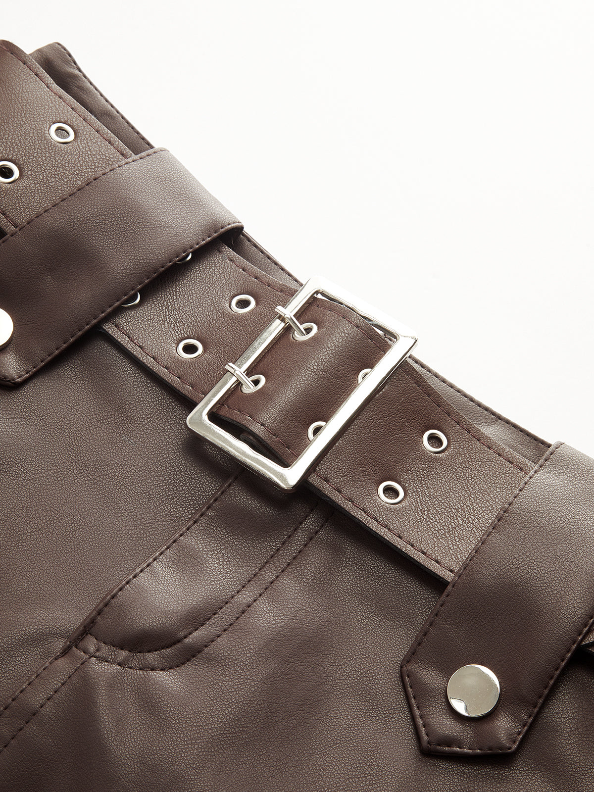 Belted Faux Leather Mini Skirt
