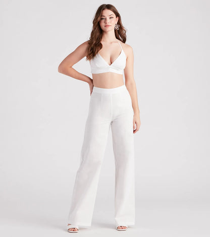 Meet In The Hamptons Linen Wide Leg Pants