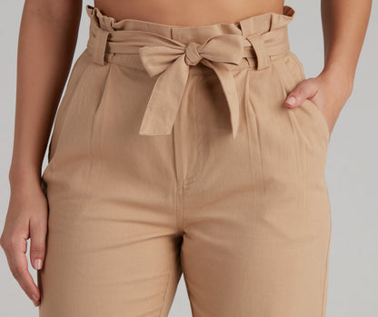 Trendy And Tapered High Waist Paperbag Pants