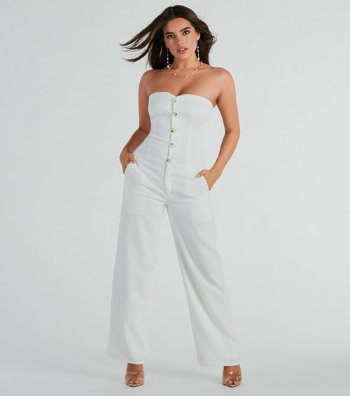 Weekend Attitude Strapless Woven Wide-Leg Jumpsuit