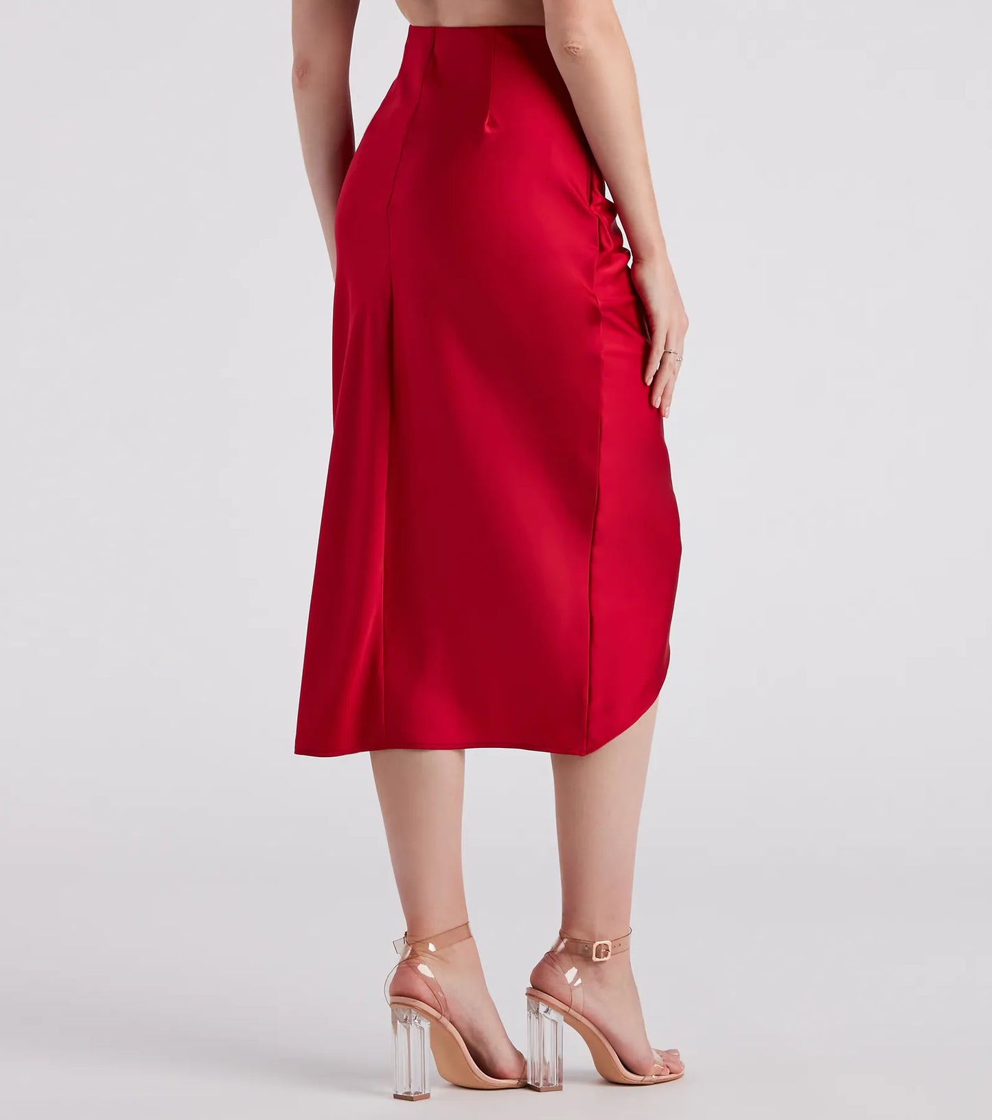 Ode To Elegance Satin Tie Midi Skirt