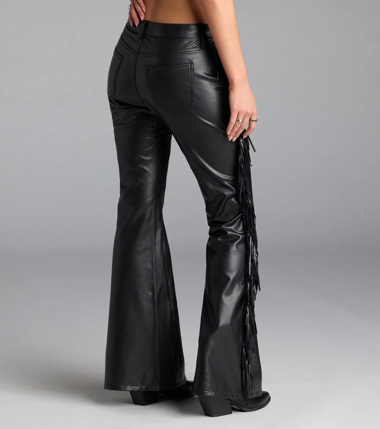 Spicing Things Up Mid-Rise Flare Fringe Pants