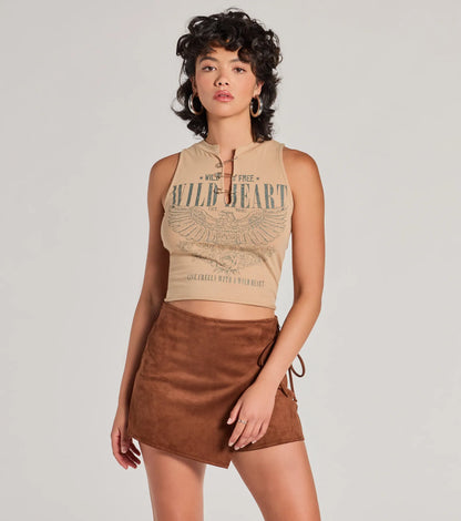 Wrap It Up High-Rise Faux Suede Mini Skort