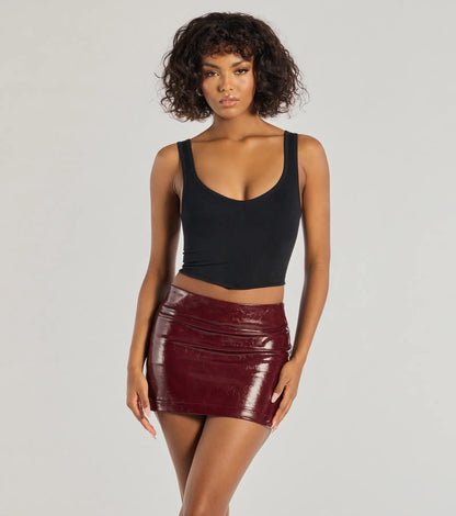 Chic Authority Faux Leather Skort