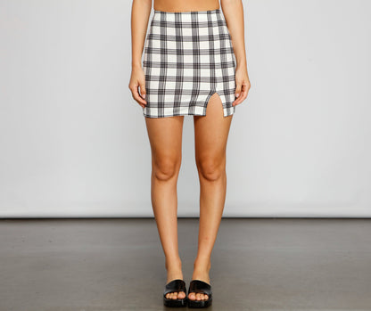 Perfection In Plaid Side Slit Mini Skirt