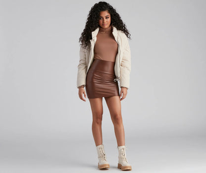 Edgy-Chic Faux Leather Mini Skirt
