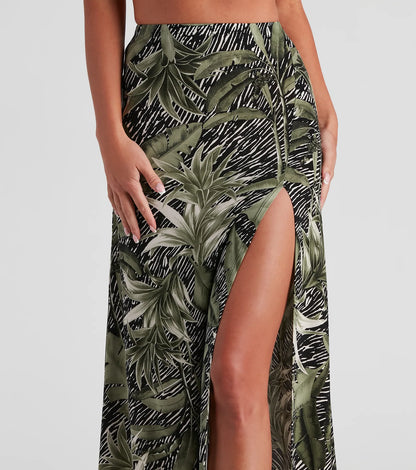 Cali Palms Tropical Slit Maxi Skirt