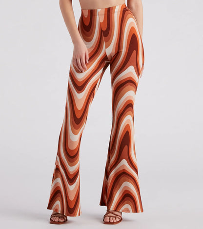 Move It Groove It Swirl Print Flare Pants
