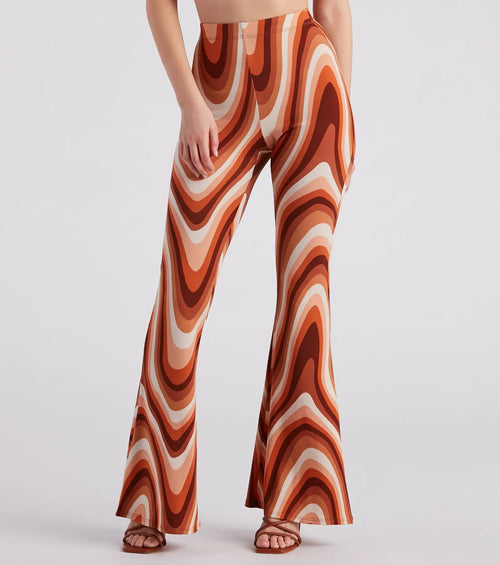 Move It Groove It Swirl Print Flare Pants