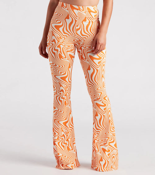Total Jetsetter Swirl Print Flare Pants