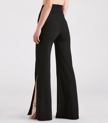 Slit Decision Crepe High-Rise Pants