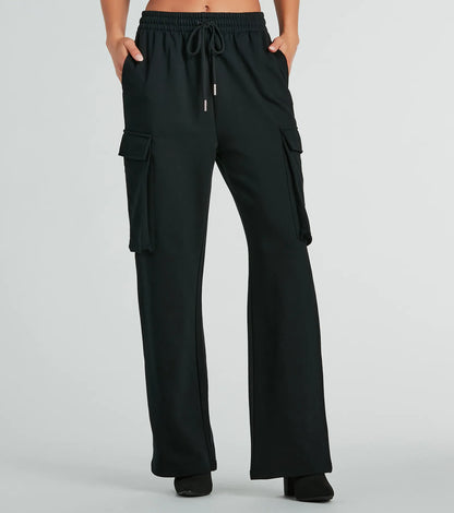 Elevated Cool Wide-Leg Cargo Sweatpants