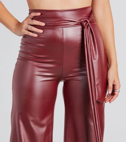 Feeling Sleek Faux Leather Wide-Leg Pants