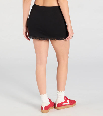 Hint Of Romance Lace Trim Mini Skort