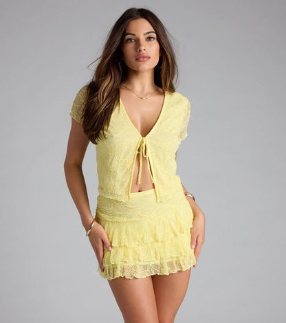 Summer Approved Ruffled Lace Mini Skort