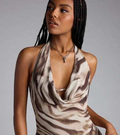 Wild Moves Only Halter Open Back Romper