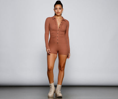 Trendy Casual Button-Down Romper