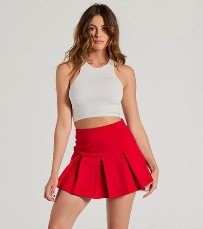 Pleated Perfection High-Rise Ponte Skort