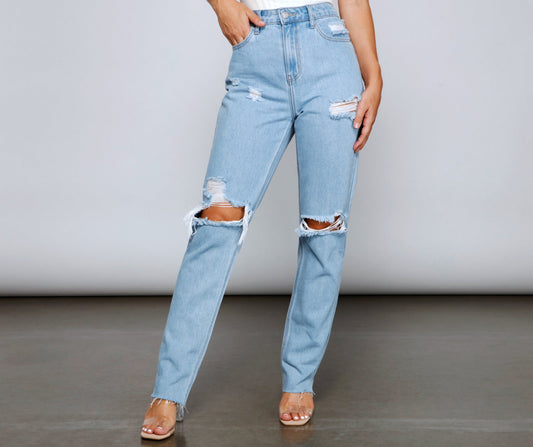 Casual Distressed Straight-Leg Jeans