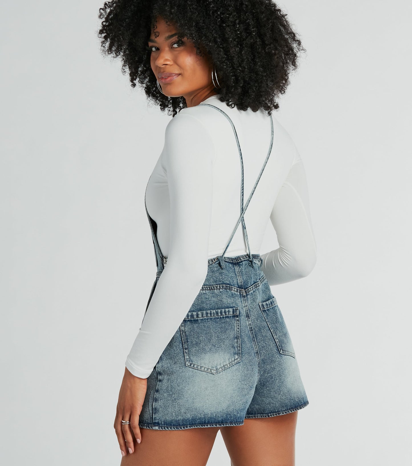Sunny Mood Tie-Front Denim Shortalls
