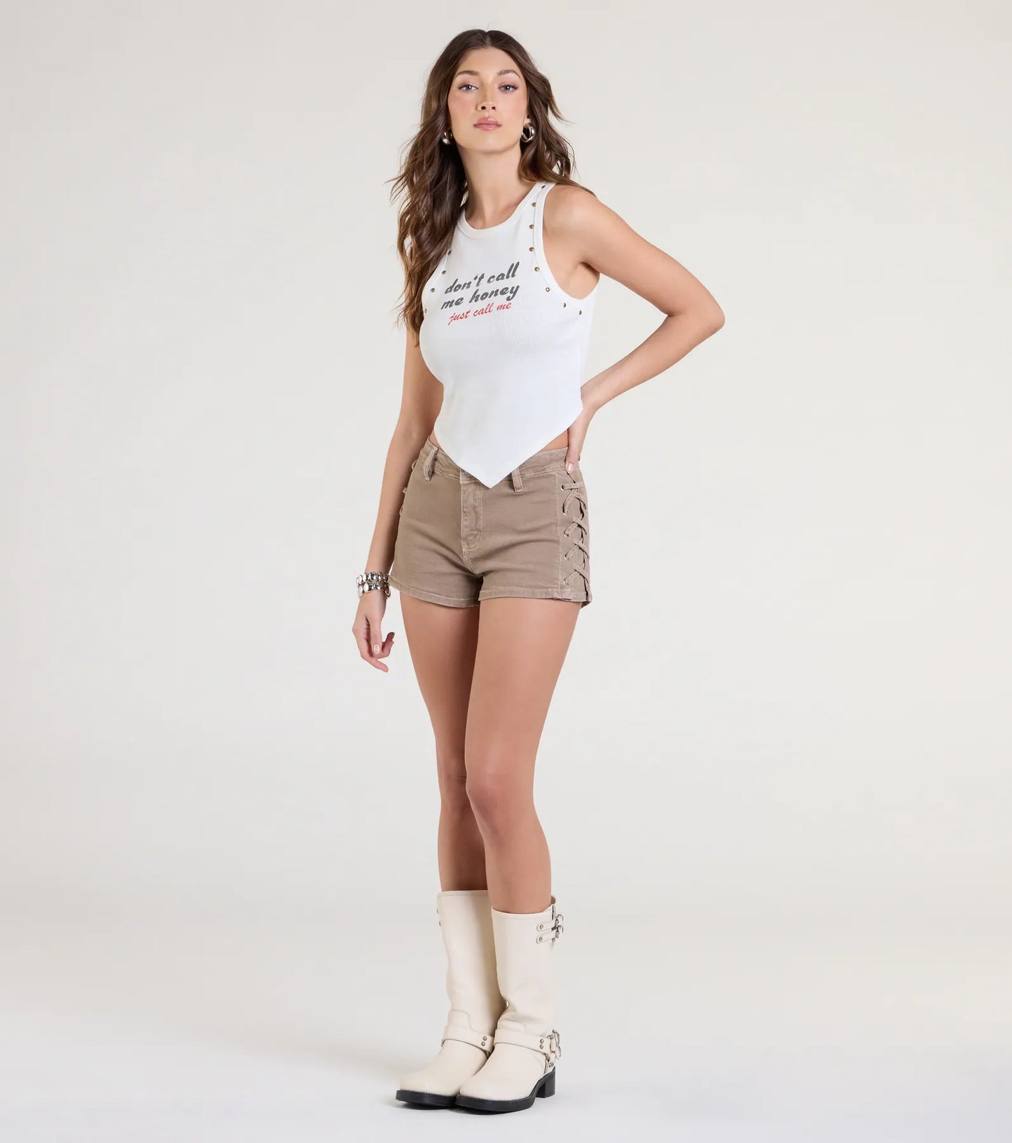 Trendsetting Vibe Lace-Up Denim Shorts