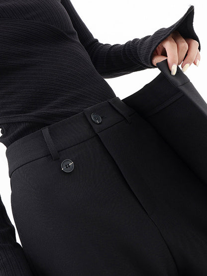 Asymmetrical Layer Button Wide Leg Dress Pants