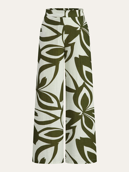 Floral Print Wide-Leg Pants