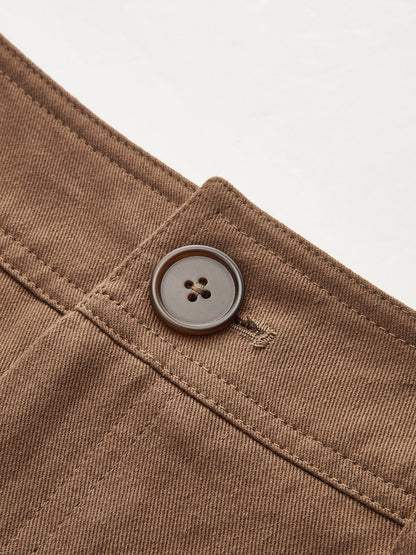 Cotton Mid-Waist Wide-Leg Pants