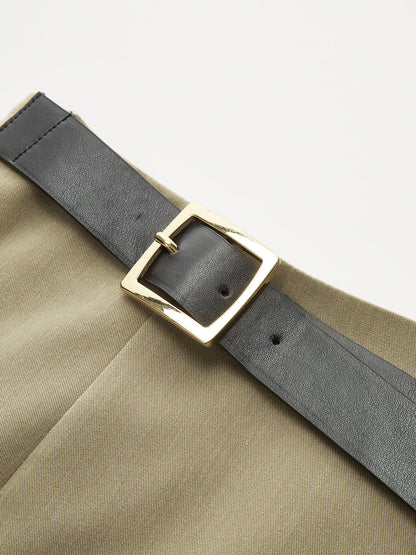 Belted Asymmetrical Drape Skirt