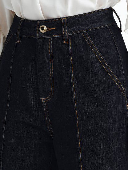 Mid-Waist Denim Cuffed Jeans