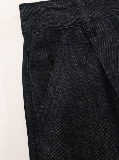 High-Waist Denim Extra Long Wide-Leg Pants