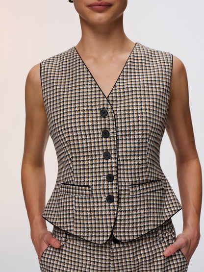 Plaid Vest & Wide Leg Pants Set