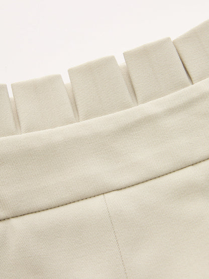 Mid-Waist Ruffled Wide-Leg Pants