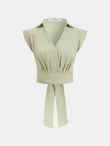 Sleeveless Tie Waist Top & Wide Leg Pants Set