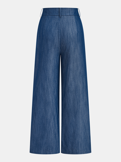 Cross-Tie Crop Top & Wide-Leg Pants Set