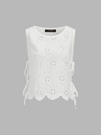 Eyelet Embroidery Two Piece Pants Set