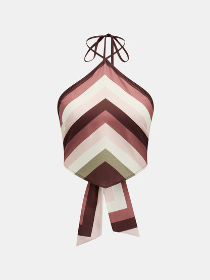 Geometric Print Halter Top & Pants Set