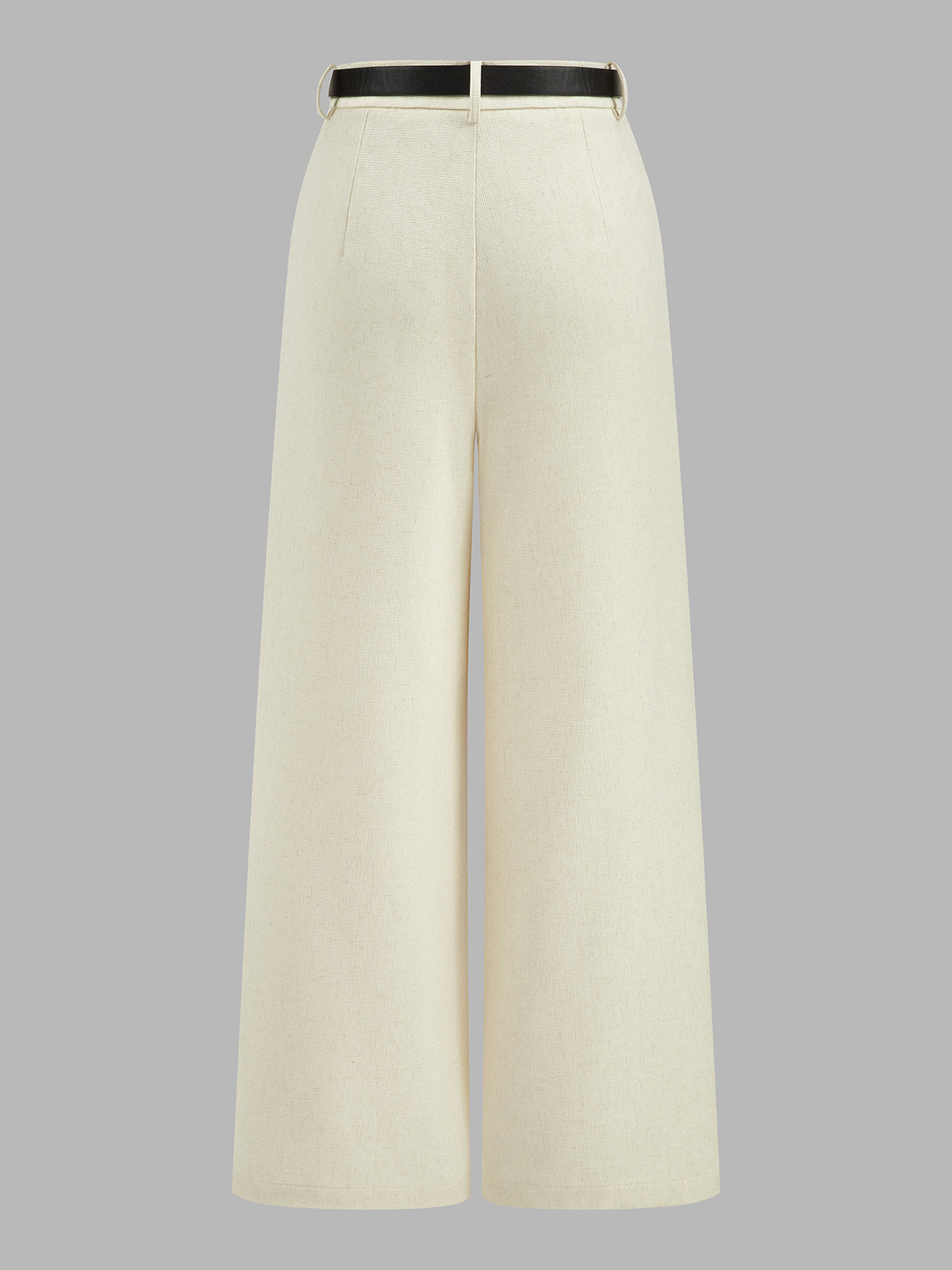 Belted Pleated Linen Blend Wide Leg Pants