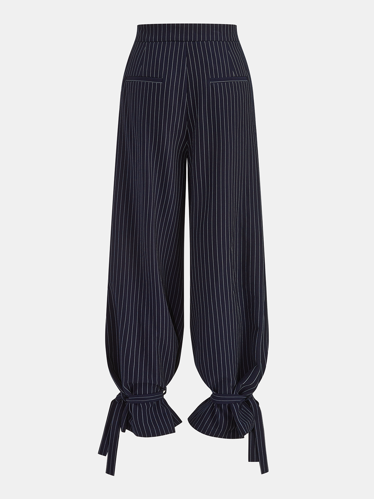 Mid Waist Tie Cuff Striped Pants