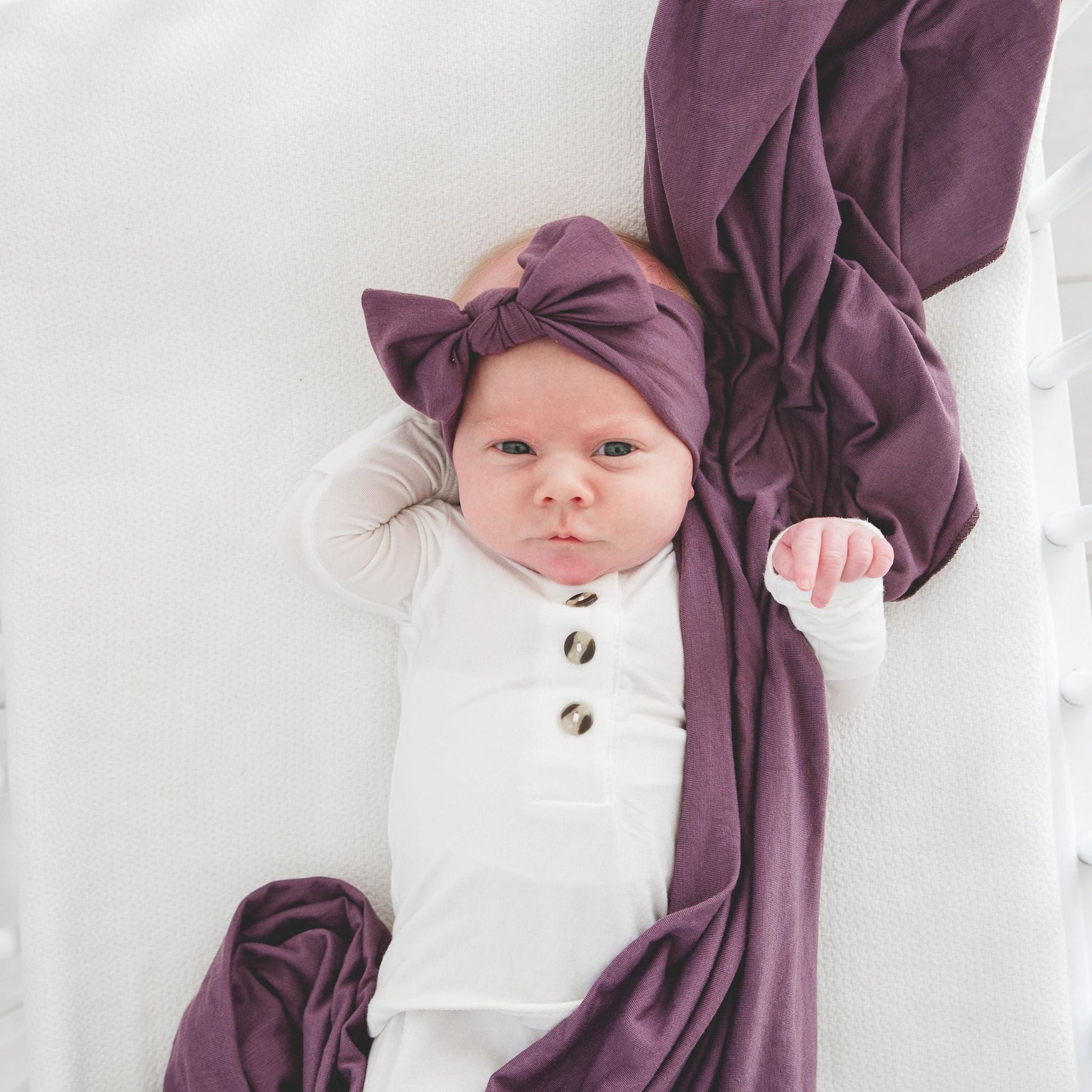 Knit Headband Bow - Plum