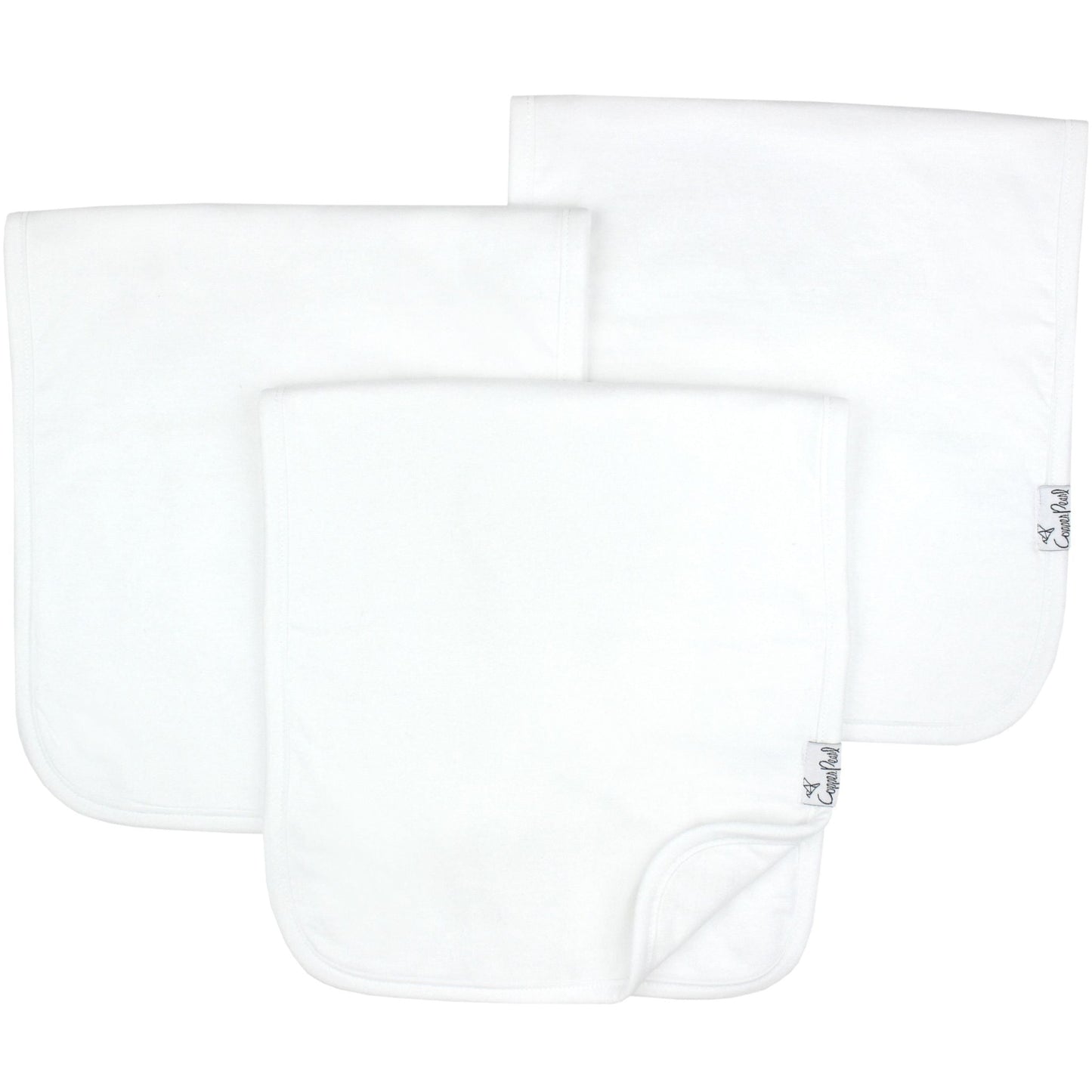3 Pack Premium Burp Cloths - White Basics