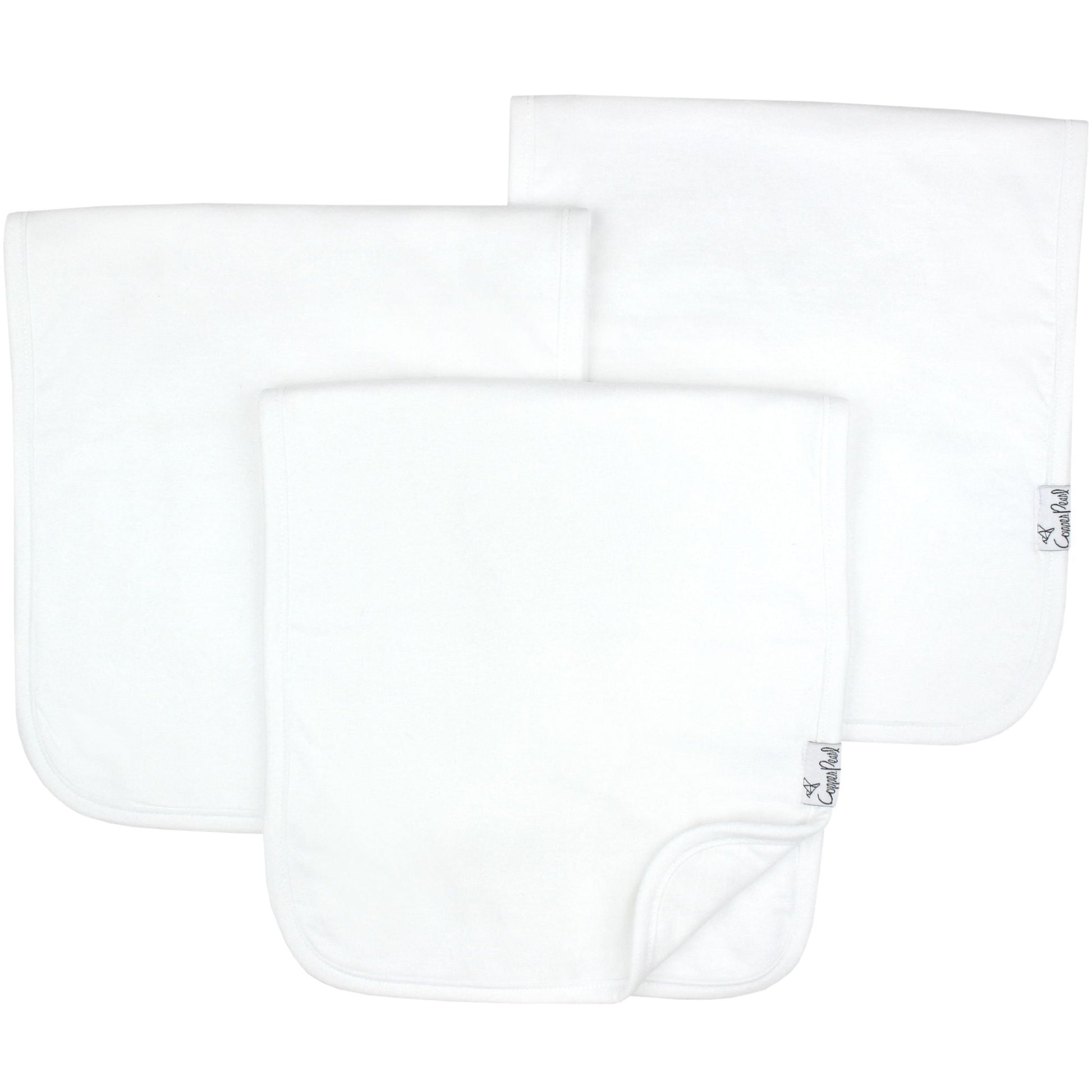 3 Pack Premium Burp Cloths - White Basics